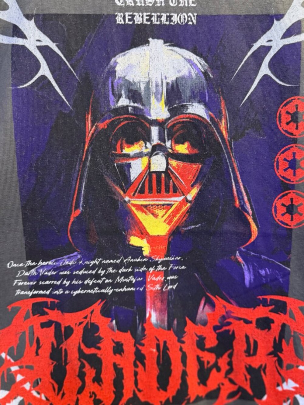 Star Wars Darth Vader Dark Side Graphic T-Shirt Charcoal Grey Large NWT - Picture 7 of 8